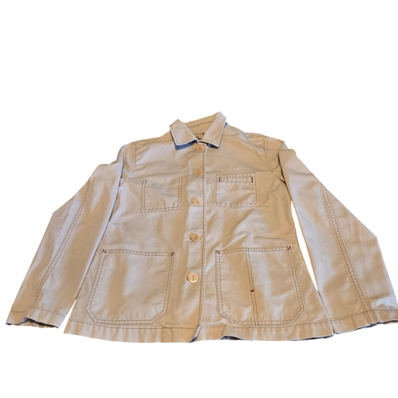 Eddie Bauer Women's M Beige Tan 100% Baumwolle (Cotton) Field Jacket Button Up - Picture 2 of 16